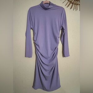 NWOT Lavender Purple Ribbed Mockneck Midi Dress